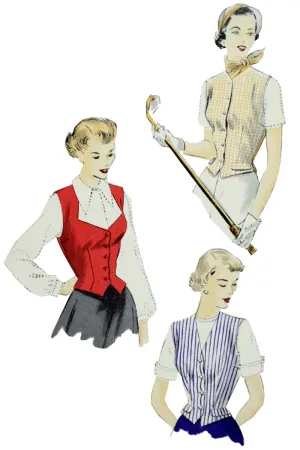 1949 Vogue 6777 vintage sewing pattern 3 Styles of Vests