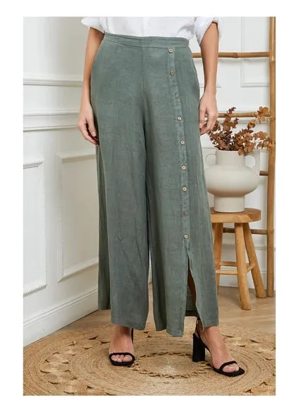 9320 Buttonside Pants 100% Linen