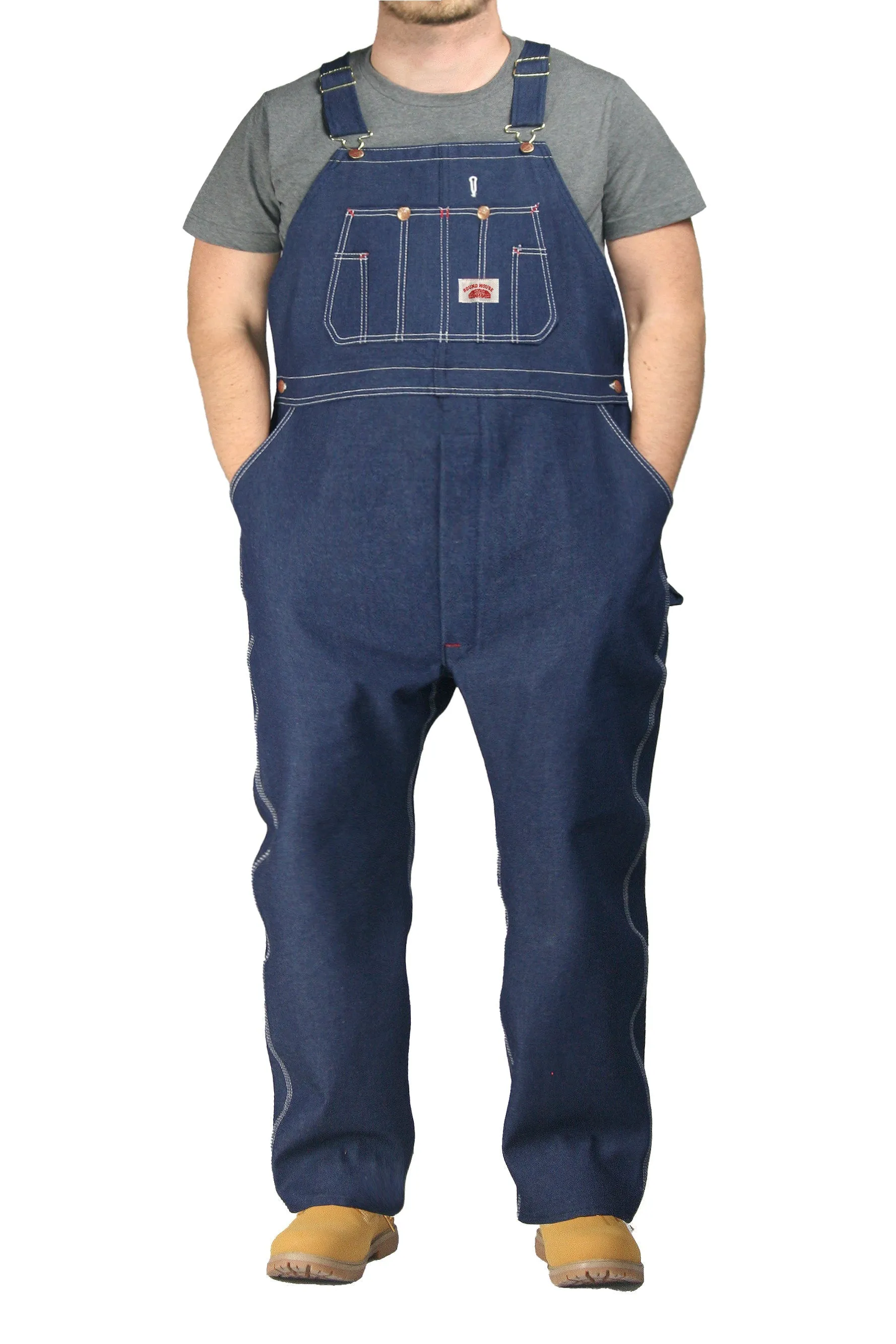 #966/#980 Classic Blue Denim Zipper Fly Bib Overalls (62"-74" Waist) - MADE IN USA