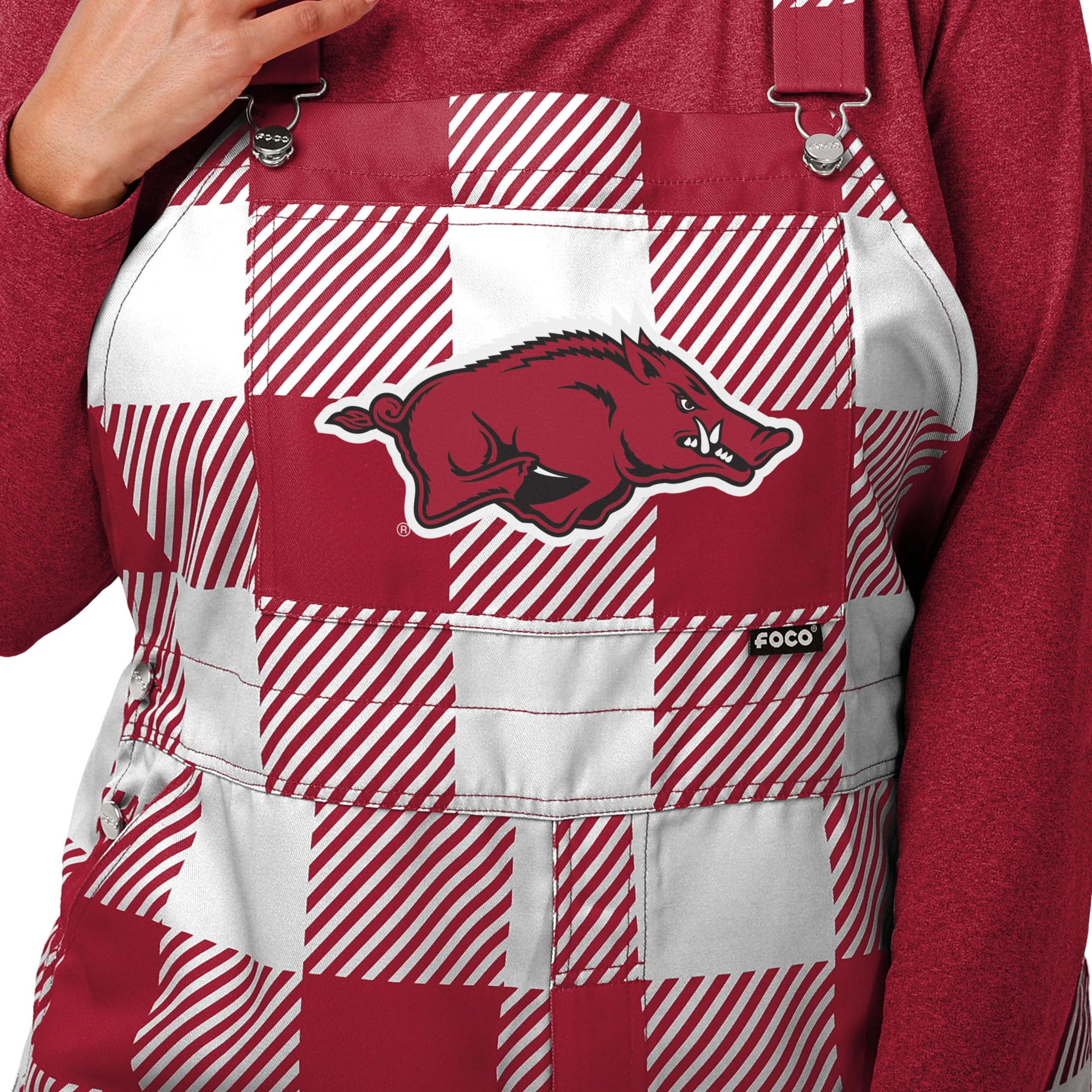 Arkansas Razorbacks NCAA Womens Plaid Bib Overalls