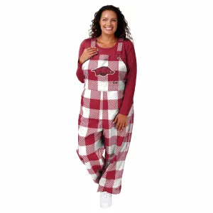 Arkansas Razorbacks NCAA Womens Plaid Bib Overalls