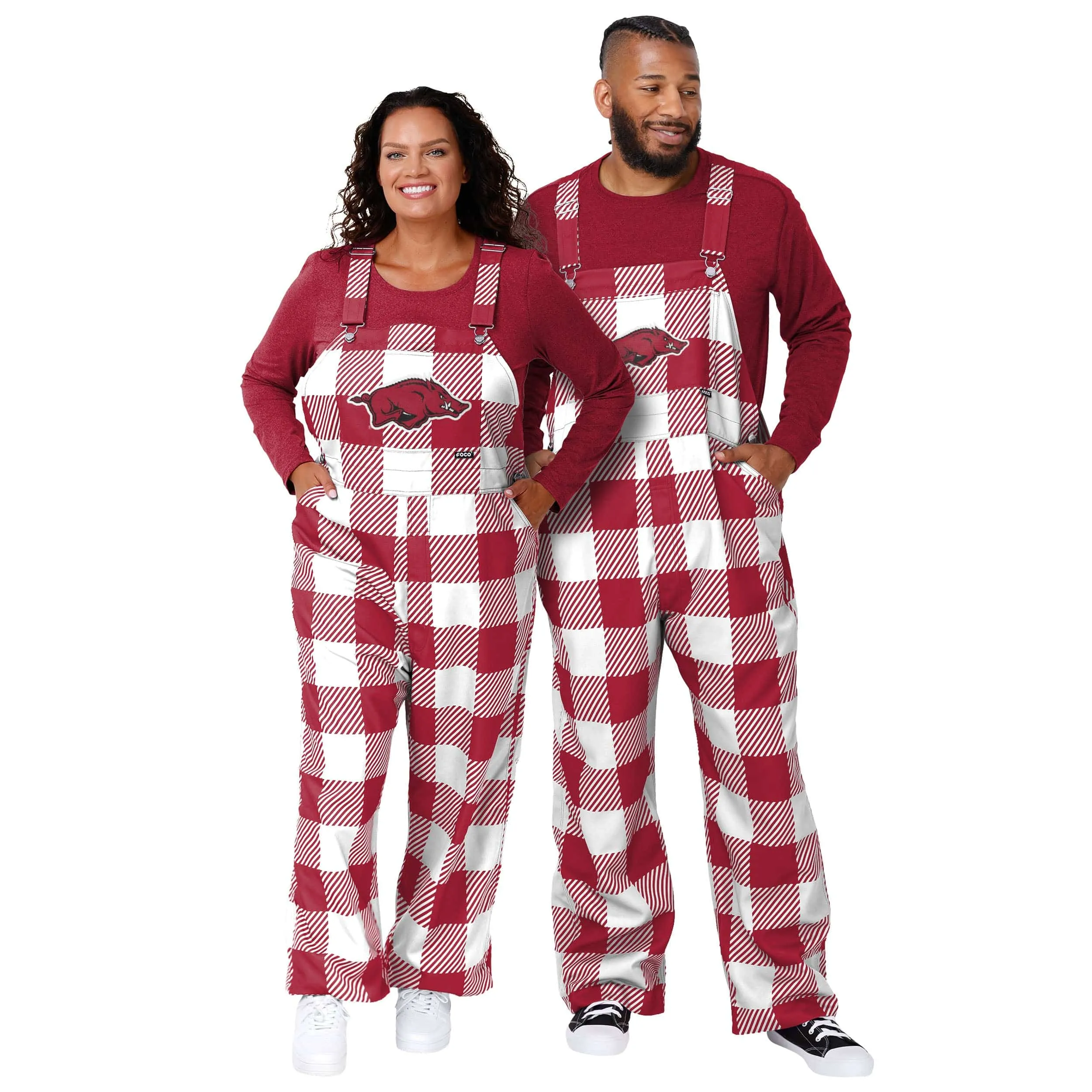 Arkansas Razorbacks NCAA Womens Plaid Bib Overalls