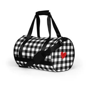 Badass Black Gingham Gym Duffle Workout Bag | Pinup Couture Relaxed