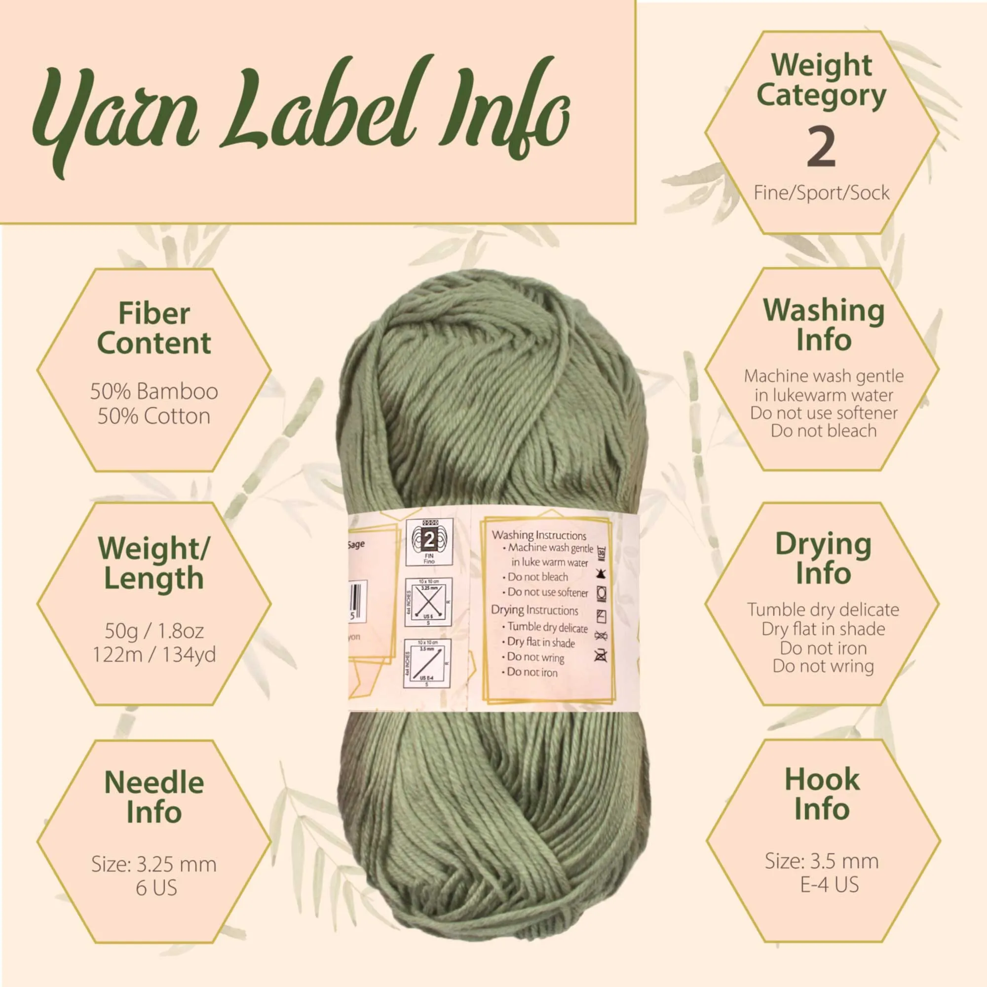 Bamboo Cotton Sport Yarn: 4 Skein Packs