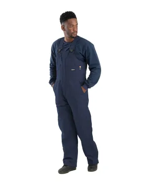 Berne Mens Flame Resistant Duck Insulated Navy Cotton Blend Bib Overall