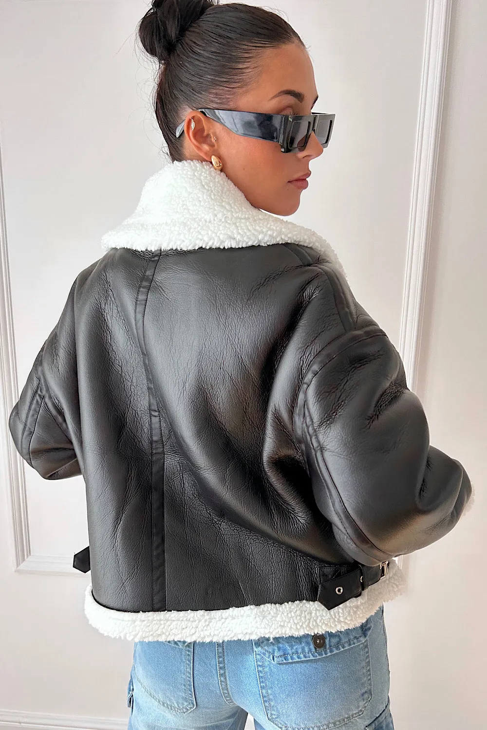 Black Aviator Shearling Jacket