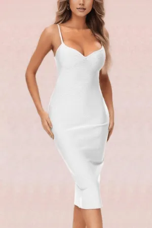 Blanche Bandage Midi Dress - Pearl White