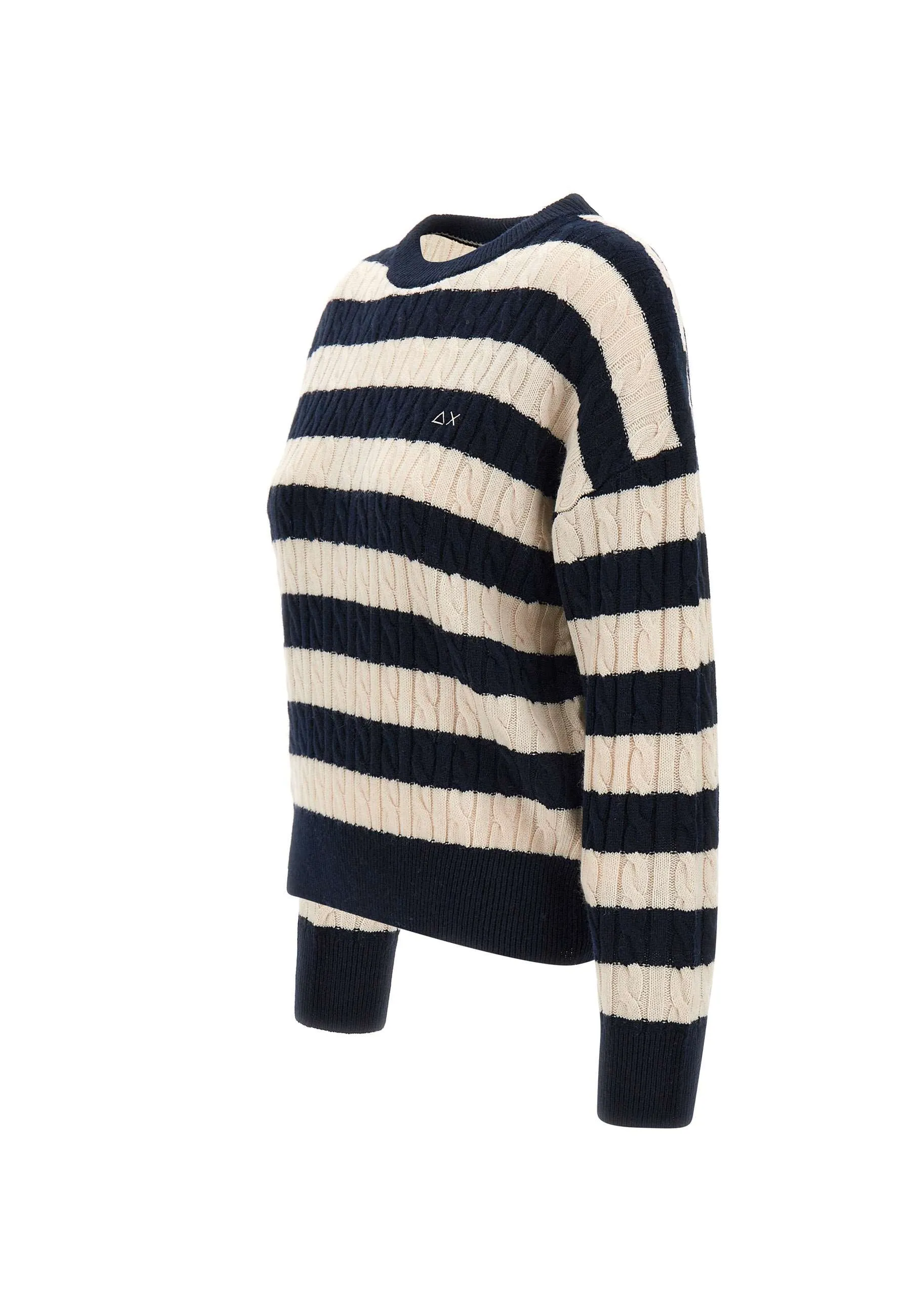 Blue Striped Wool and Cashmere Sweater