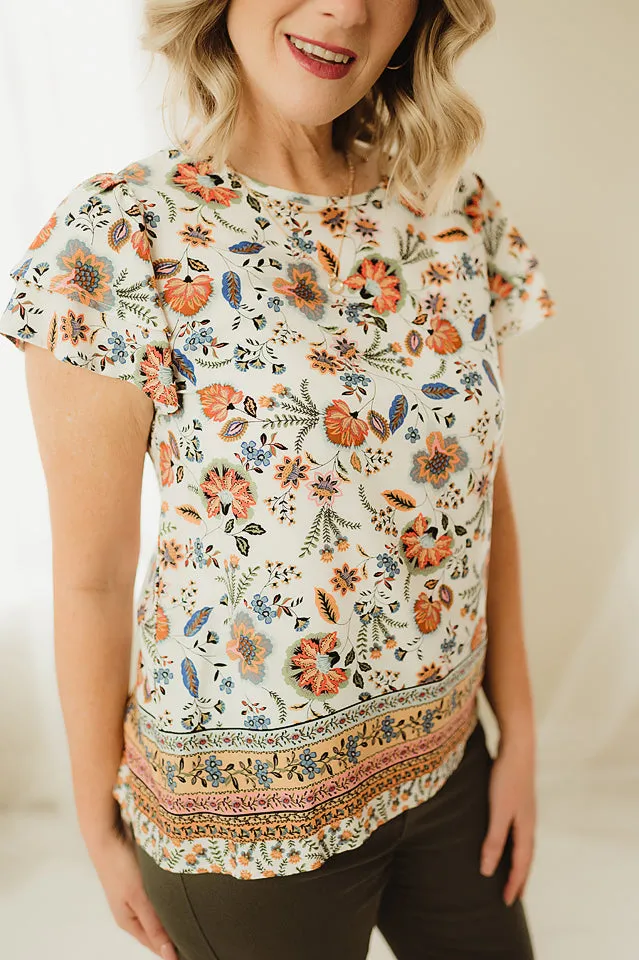 Bordered Floral Top