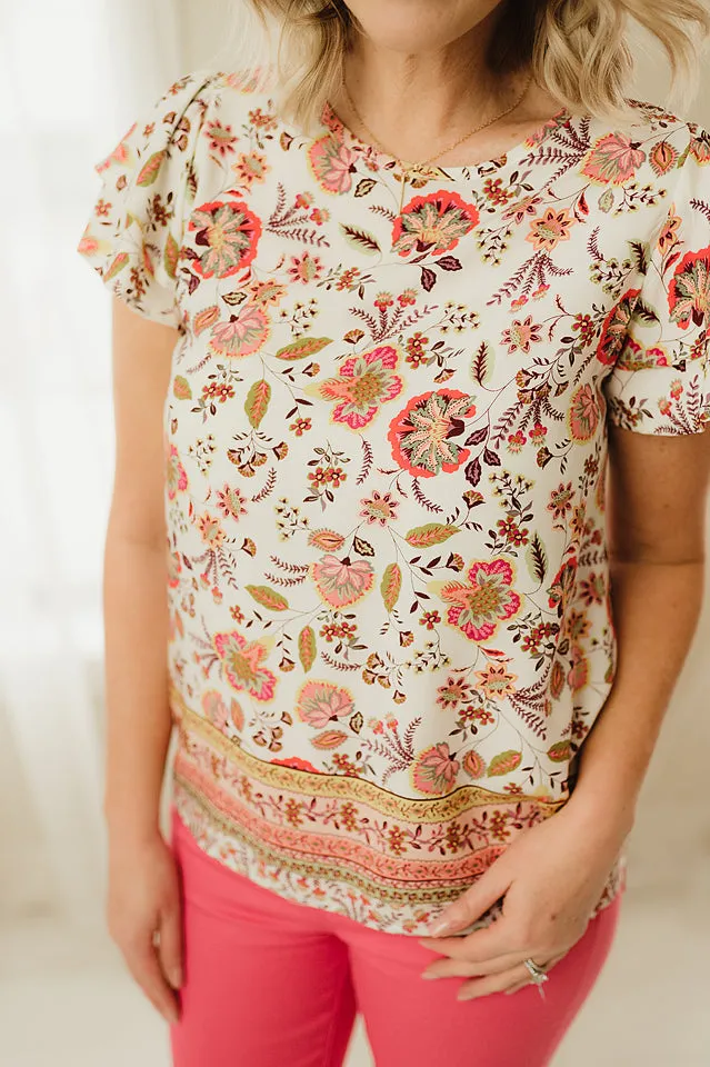 Bordered Floral Top