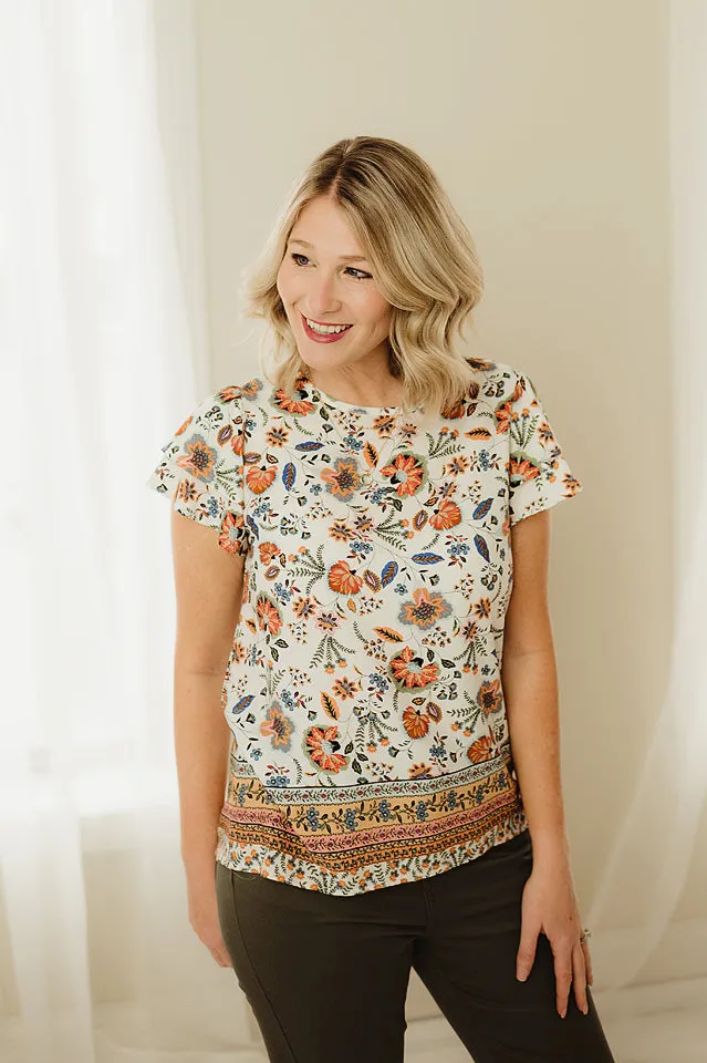 Bordered Floral Top