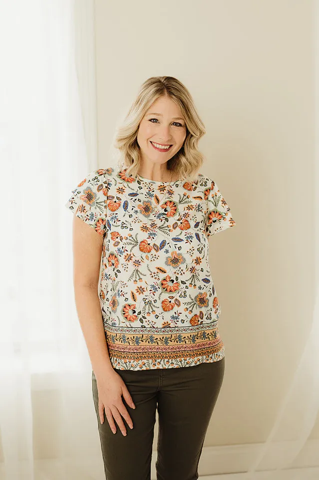 Bordered Floral Top