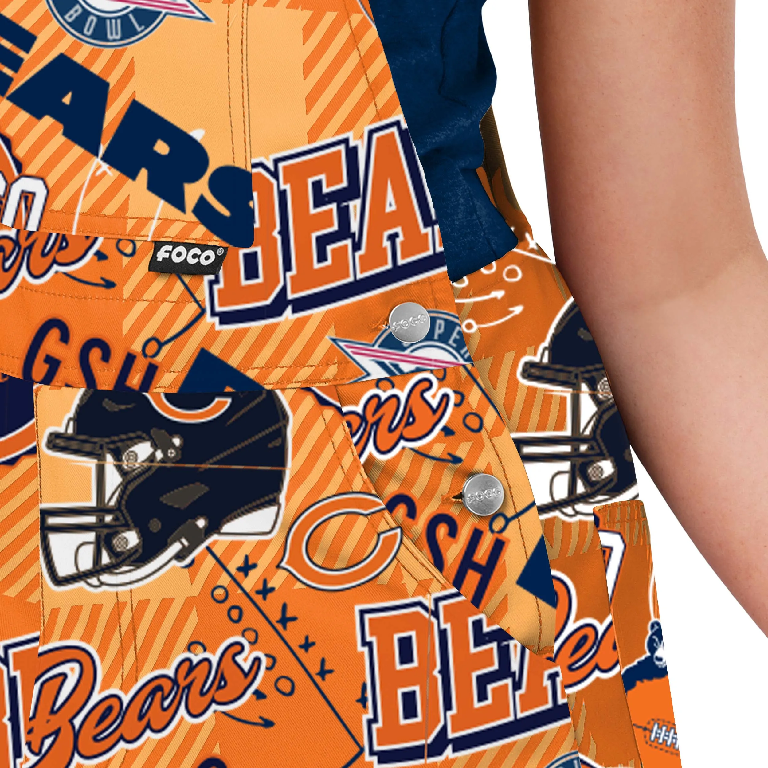 Chicago Bears NFL Womens Historic Print Bib Overalls