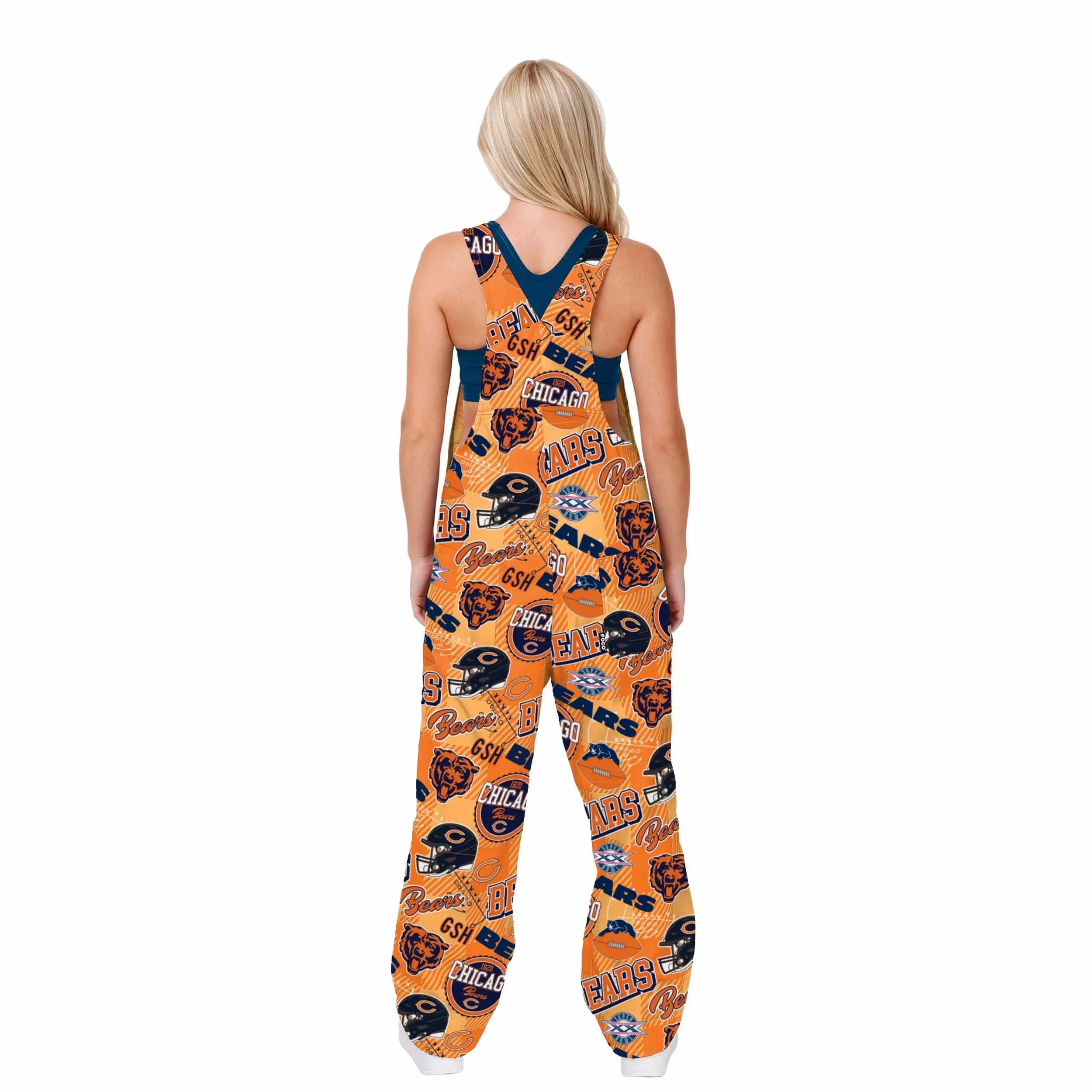 Chicago Bears NFL Womens Historic Print Bib Overalls