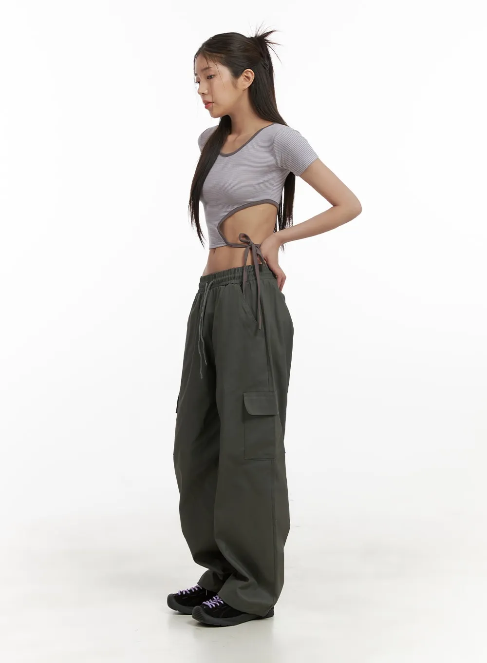 Comfy Cargo Pants (Dark Gray) OA429