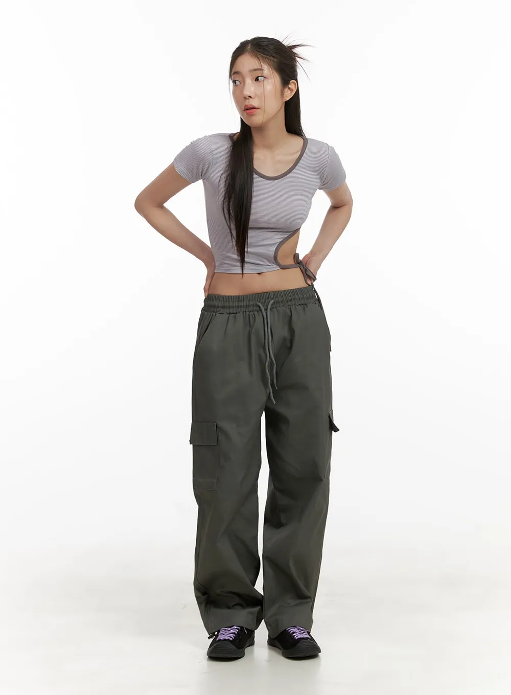 Comfy Cargo Pants (Dark Gray) OA429