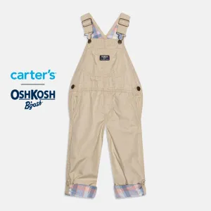 CRT Fold Check Light Khaki Full Length Overalls Dungaree 12110