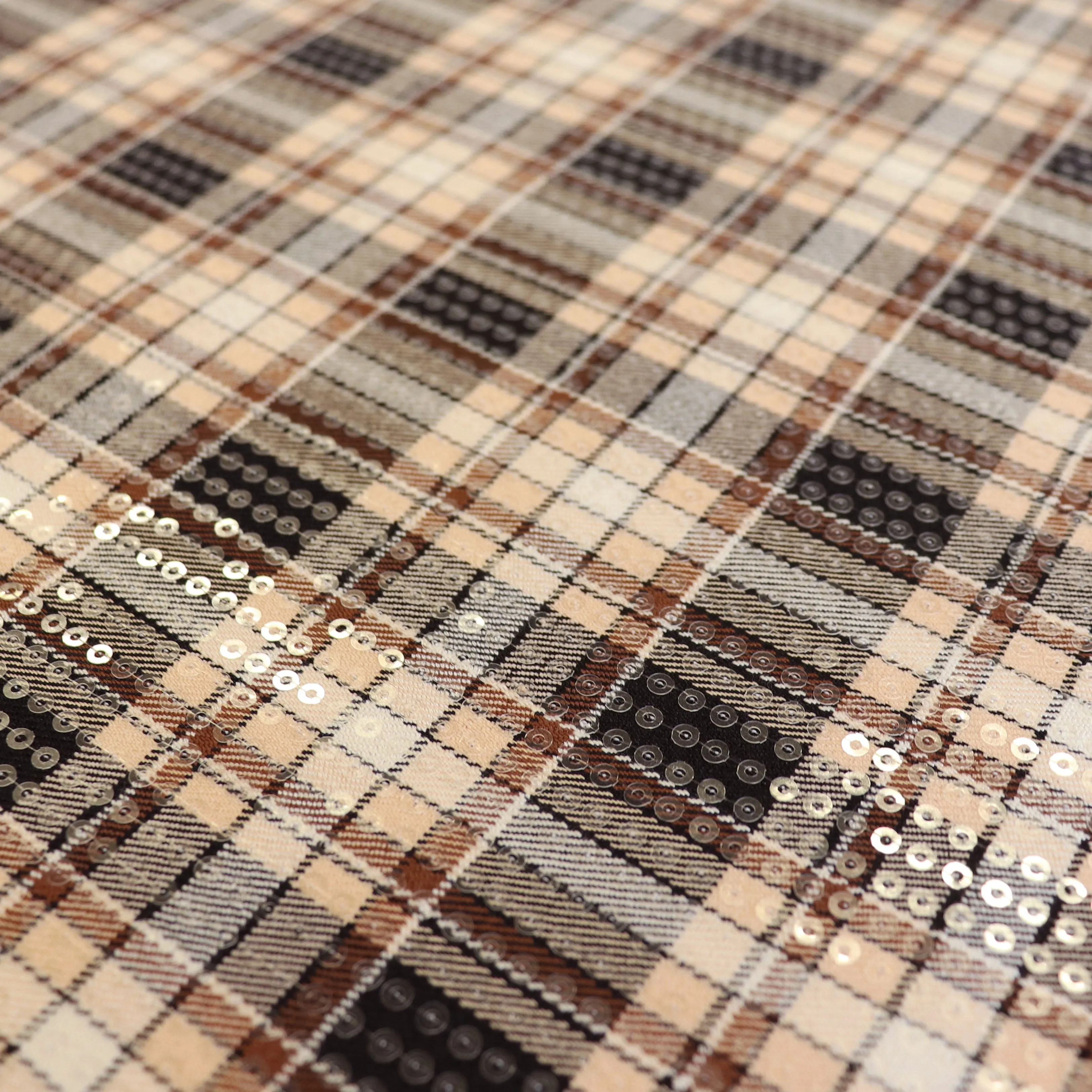 Deadstock Cotton Blend Suiting - Sequin Plaid Check - SALE