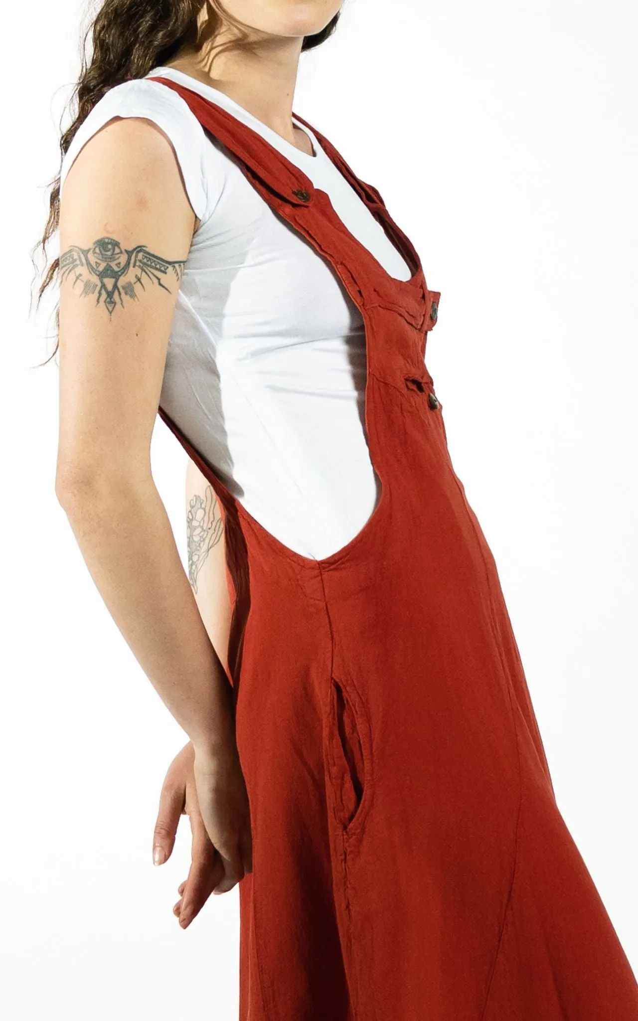 Dungaree Dress - Rust