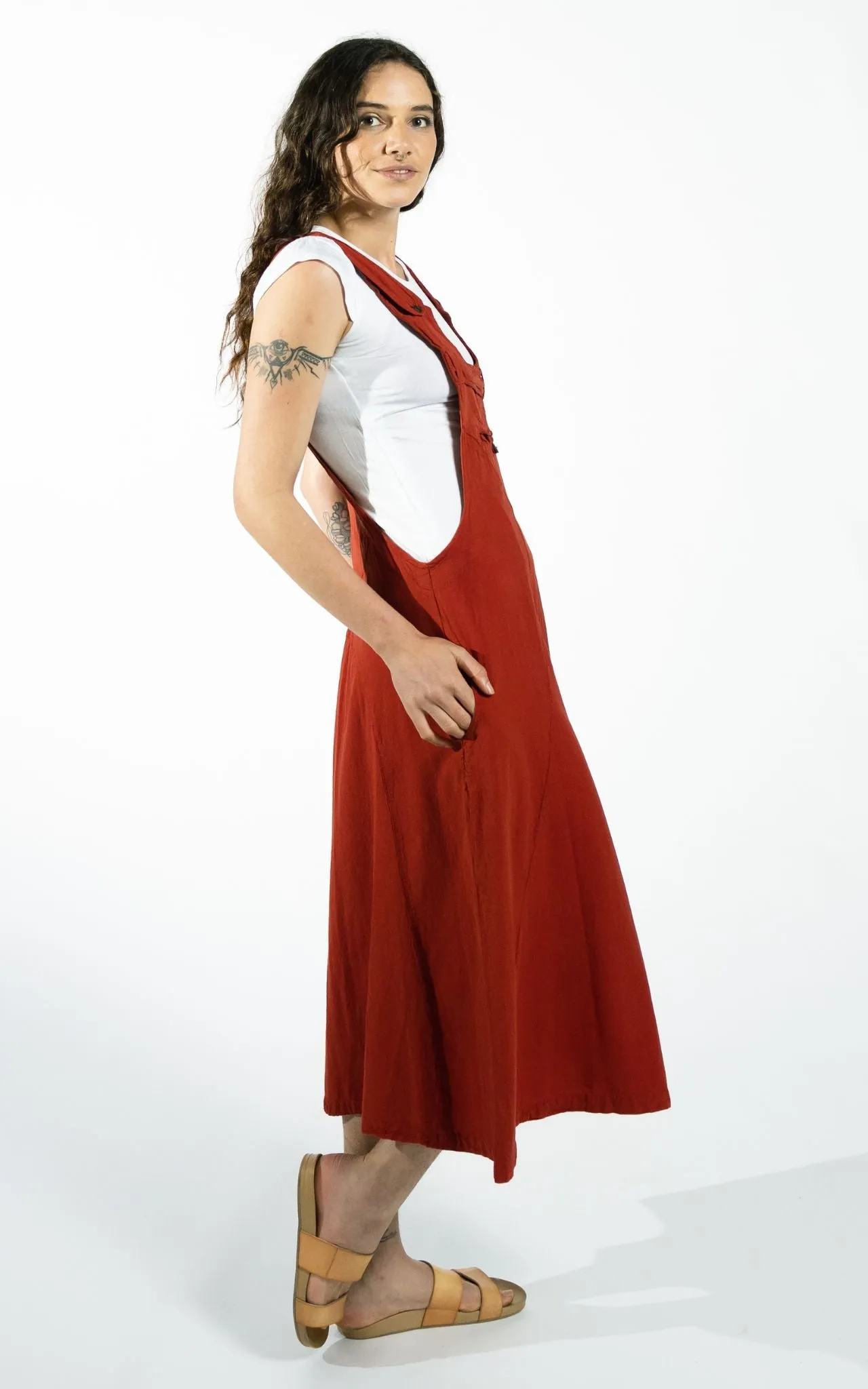 Dungaree Dress - Rust