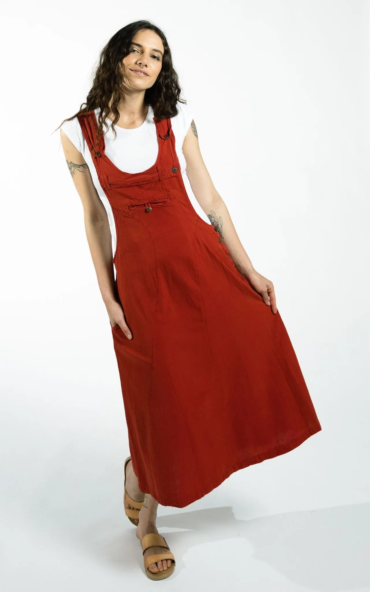 Dungaree Dress - Rust