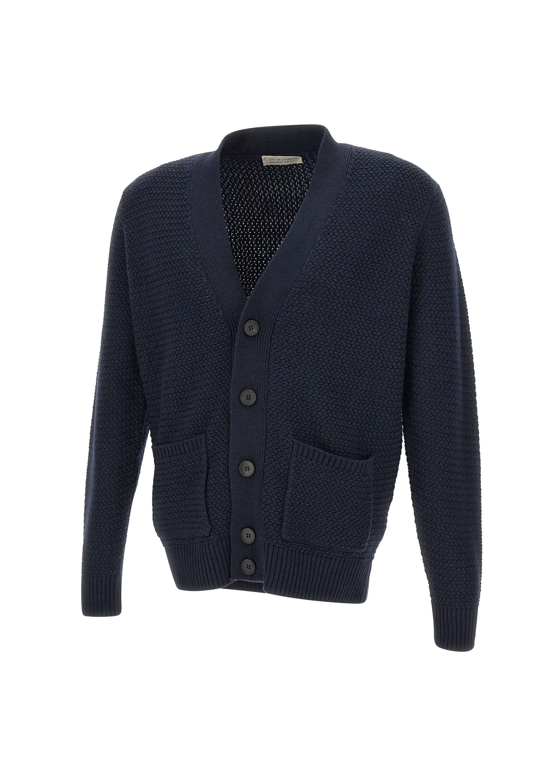 Extrafine Merino Wool Cardigan in Blue