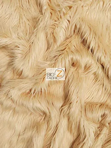 Faux Fake Fur Solid Gorilla Animal Long Pile Fabric / Camel / Ecoshag 15 Yard Bolt