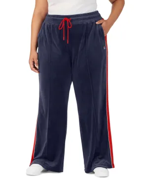 Fila Women's Valery Mid Rise Drawstring Velour Pants Blue Size 2X