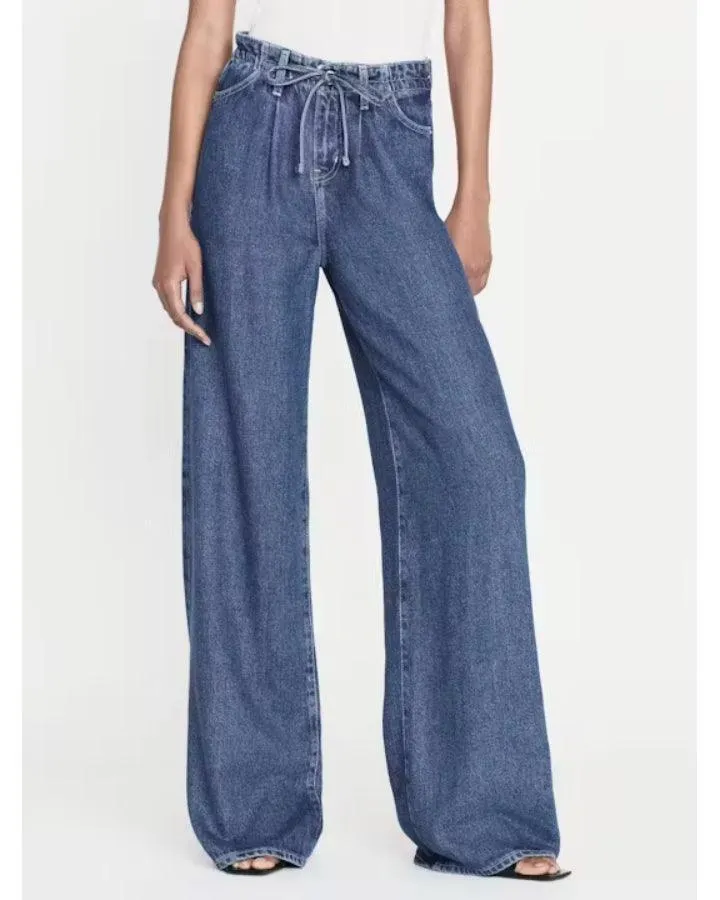 Frame Drawstring Wide Leg Jeans