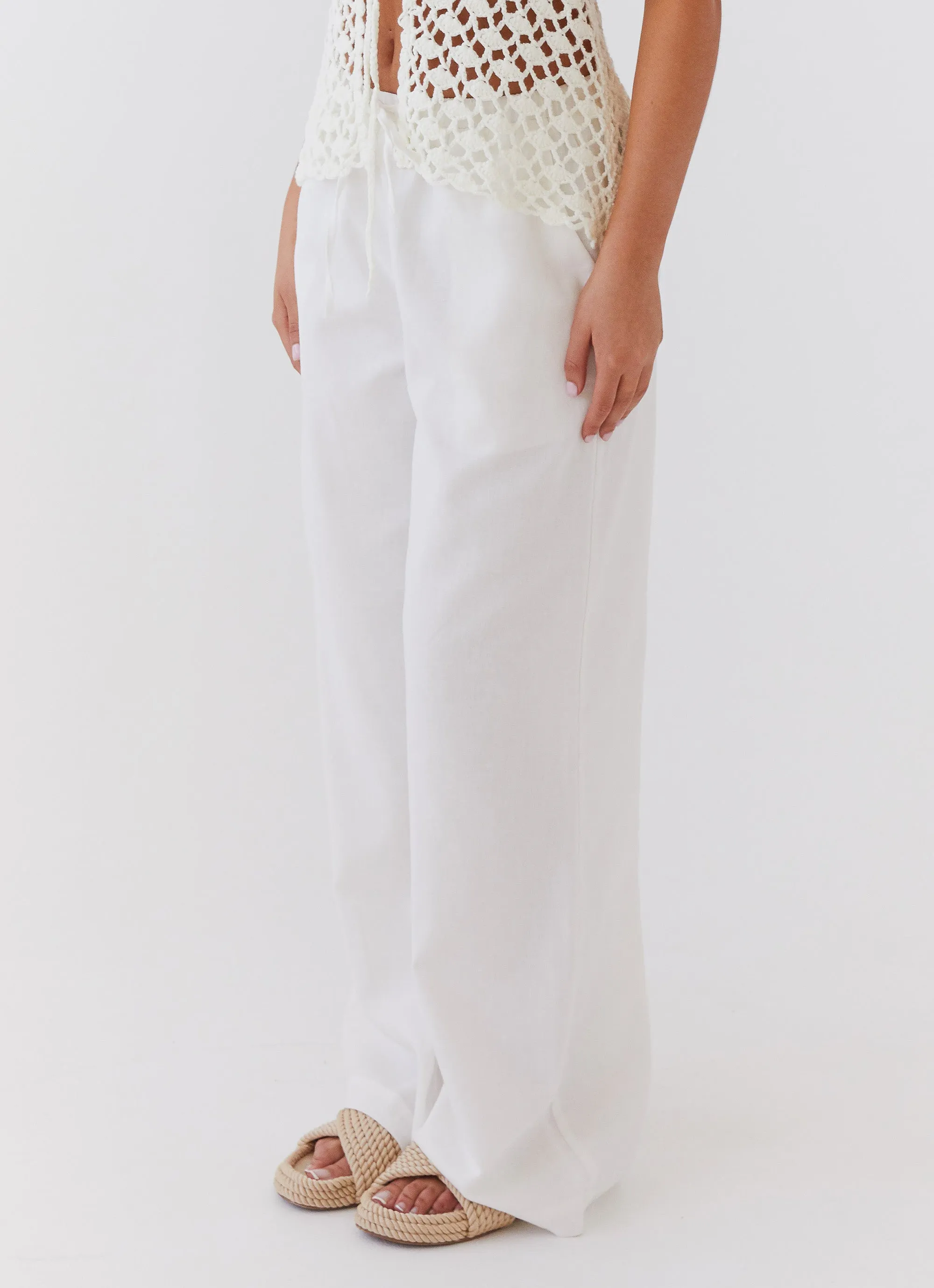 Fresh Face Linen Pants - White