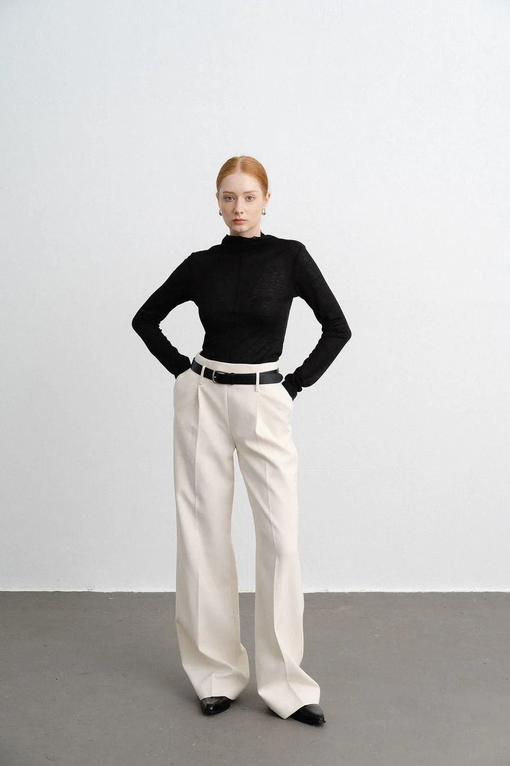 Gianna Straight Wide Leg Polycotton Pants