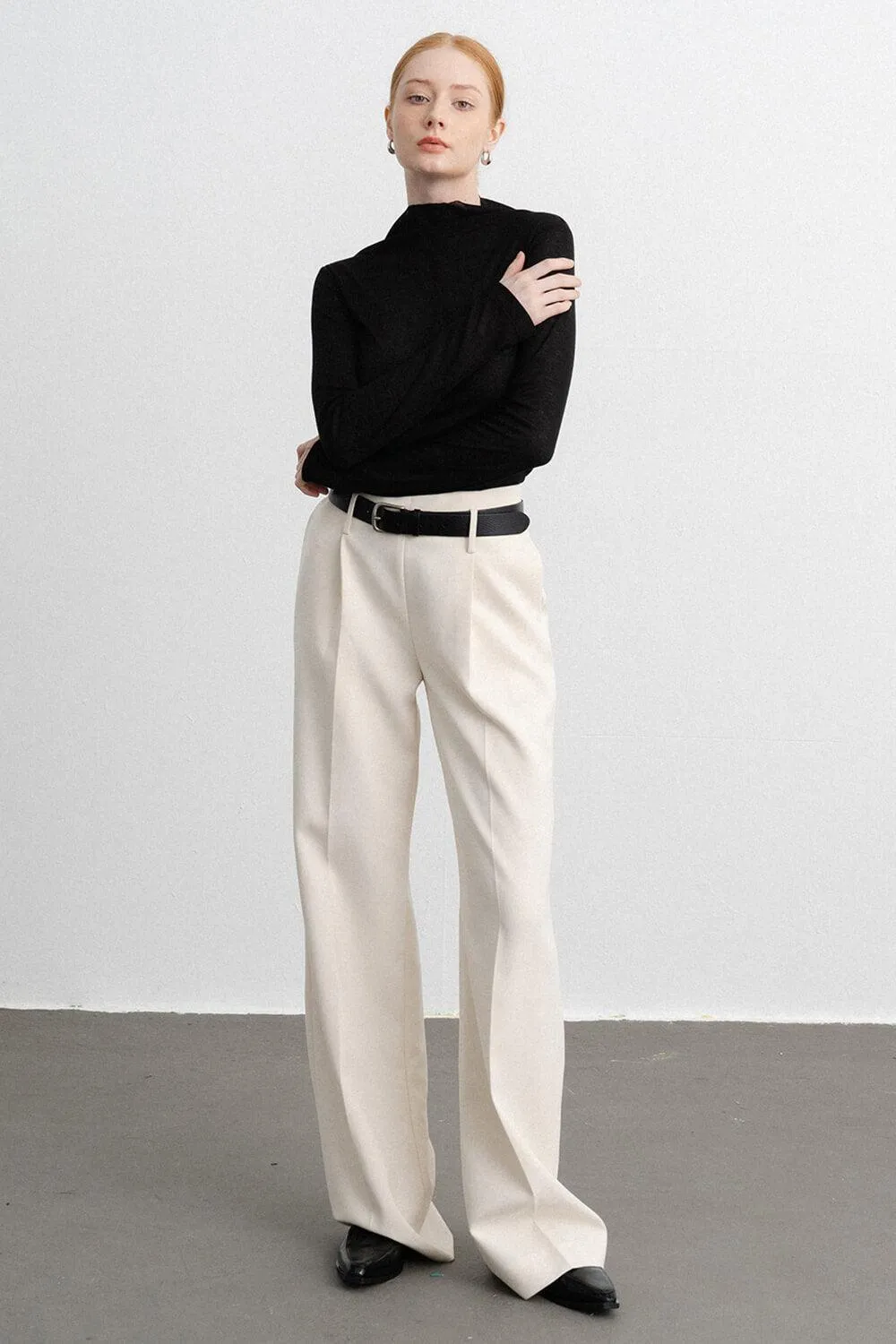 Gianna Straight Wide Leg Polycotton Pants