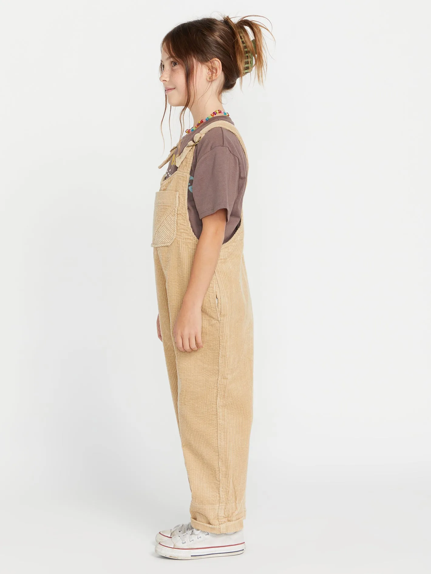 Girls Stone Street Corduroy Overalls - Khaki