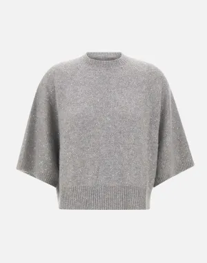 Grey Sequin Wool Silk Sweater