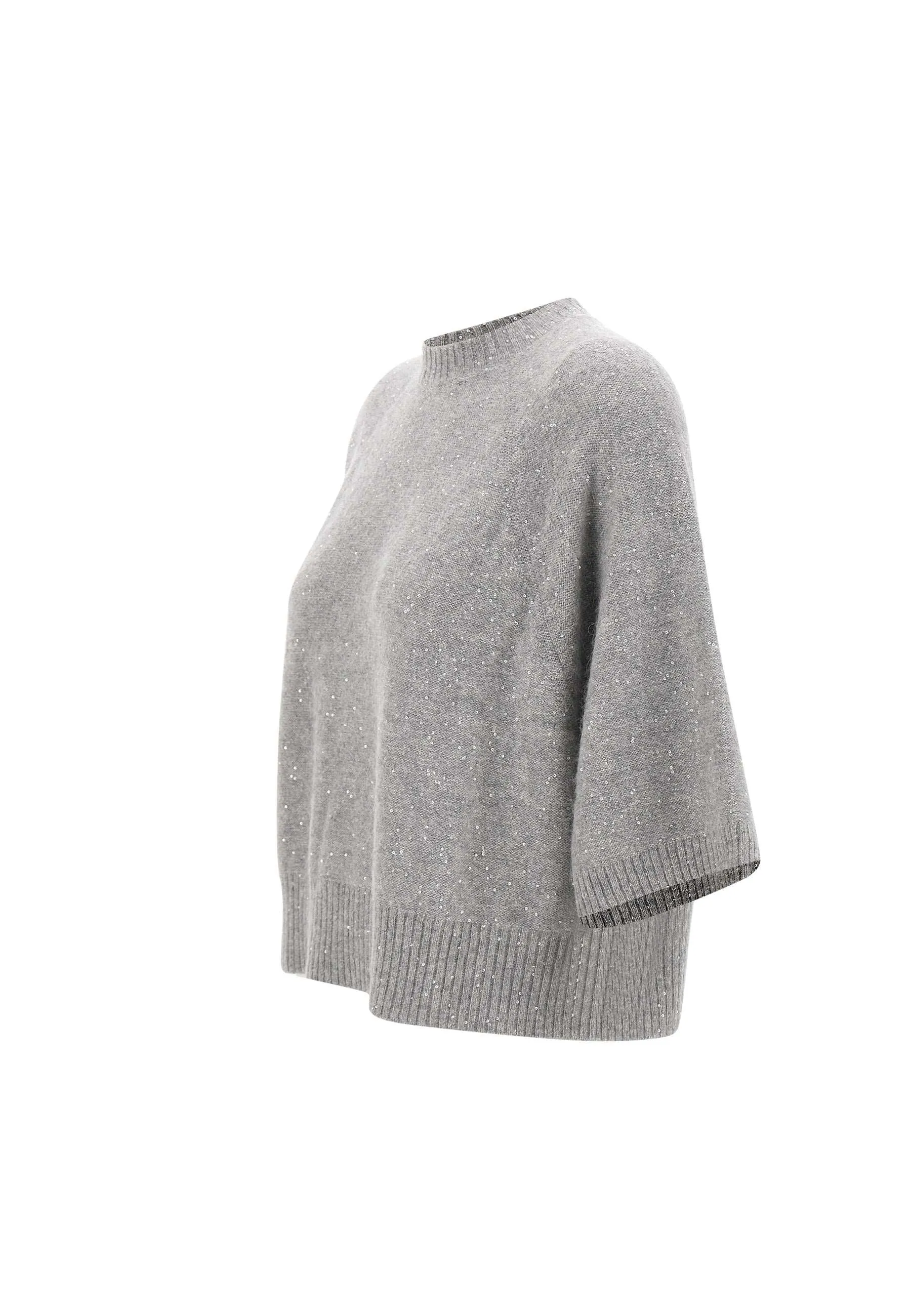 Grey Sequin Wool Silk Sweater