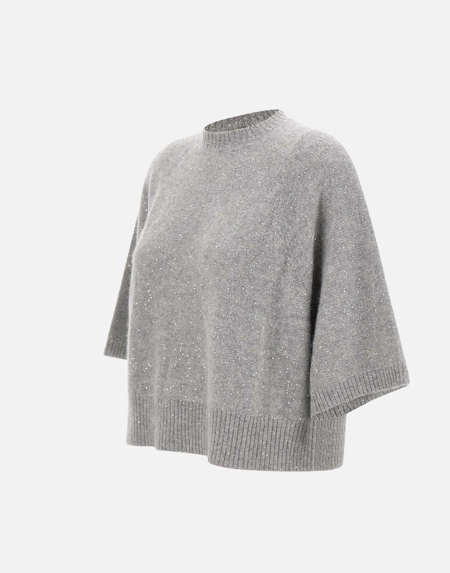 Grey Sequin Wool Silk Sweater