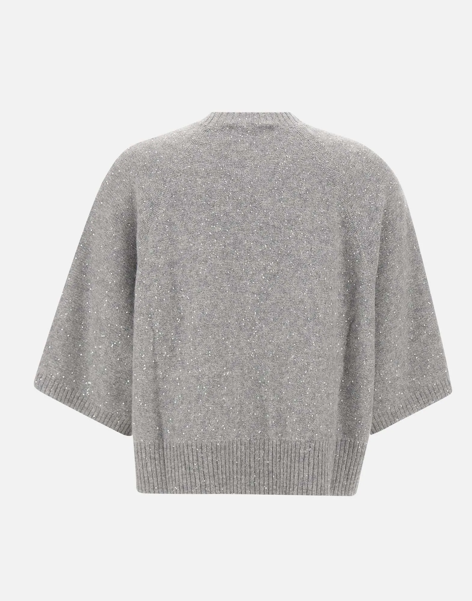 Grey Sequin Wool Silk Sweater