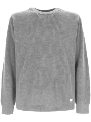 Grey Virgin Wool Blend Crew Sweater