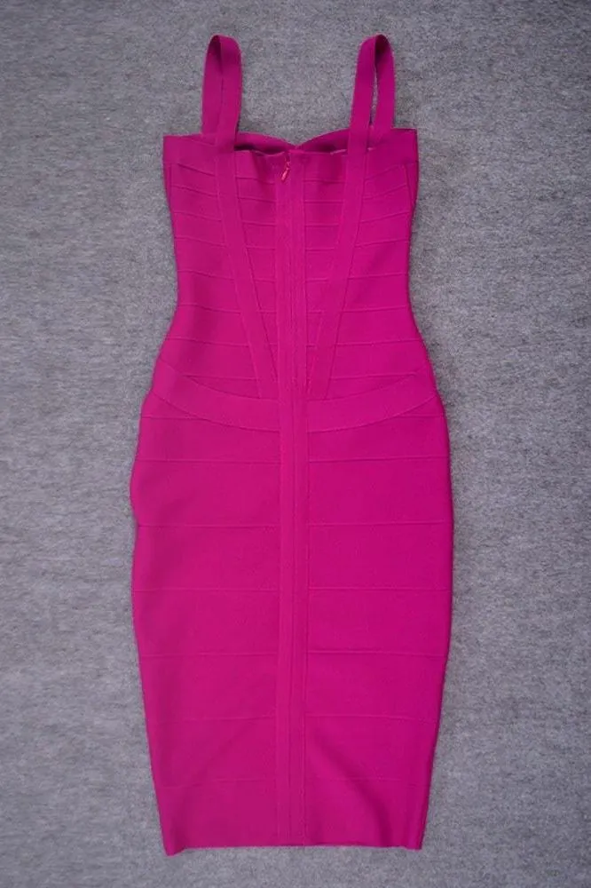 Heidi Bandage Midi Dress - Magenta Pink