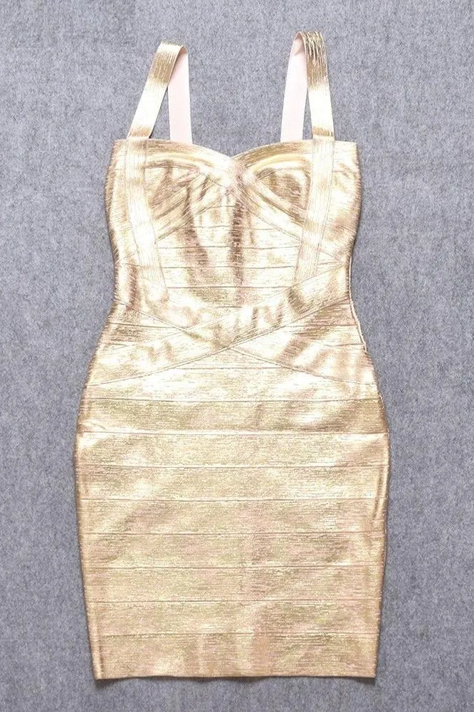 Heidi Bandage Mini Dress - Gold