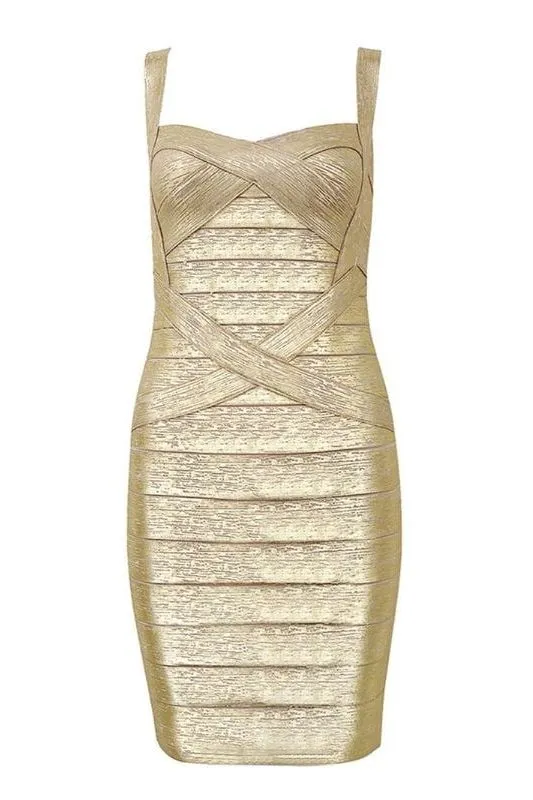 Heidi Bandage Mini Dress - Gold