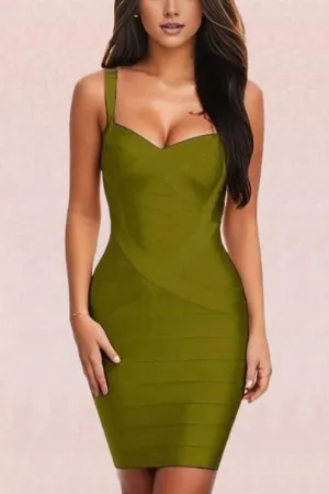 Heidi Bandage Mini Dress - Olive Green