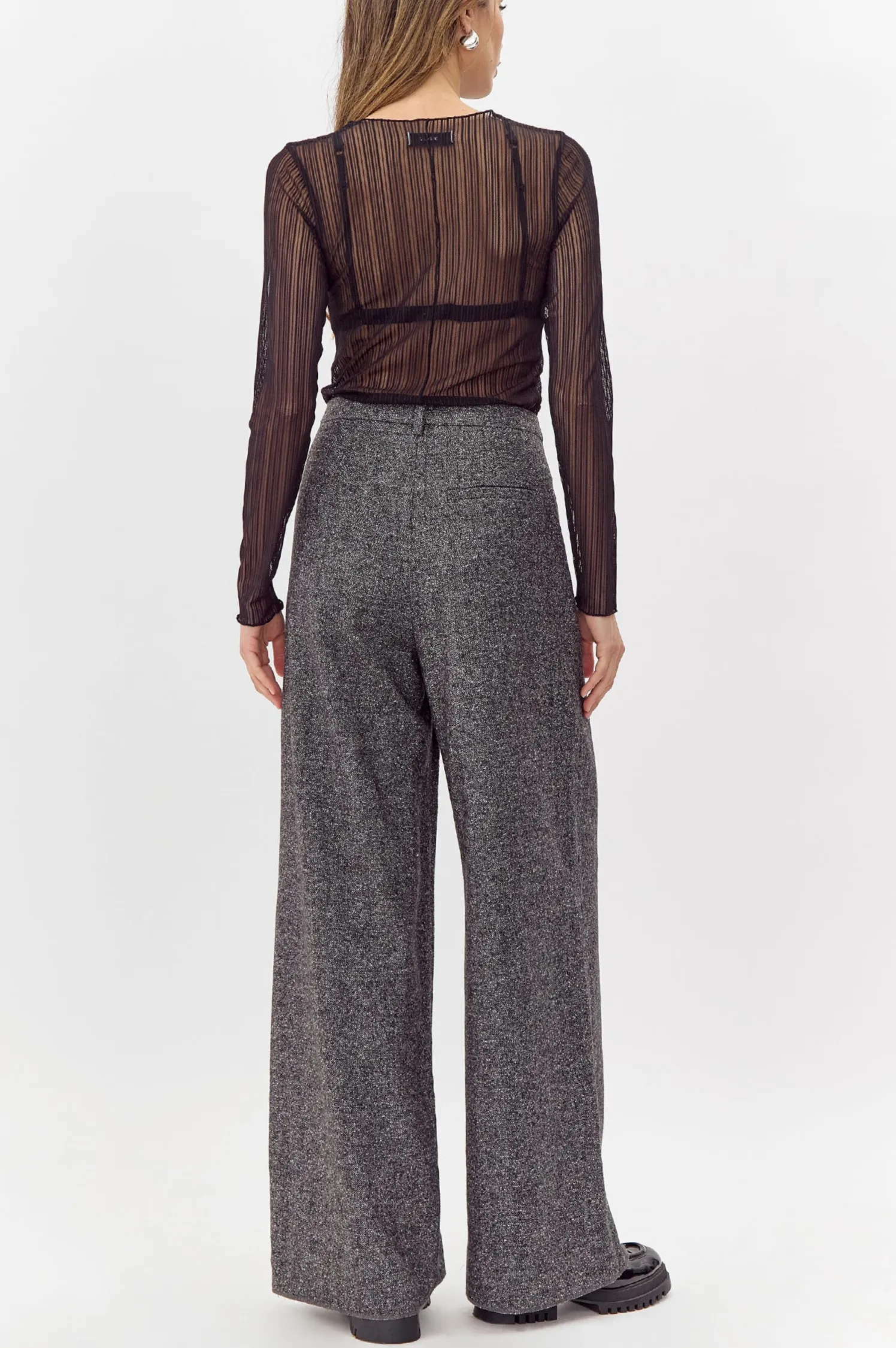 Herringbone Wide Leg Trouser