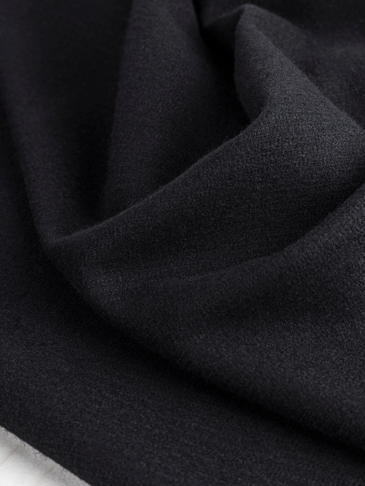 Italian Textured Wool Blend Coating Deadstock - Black - Swatch