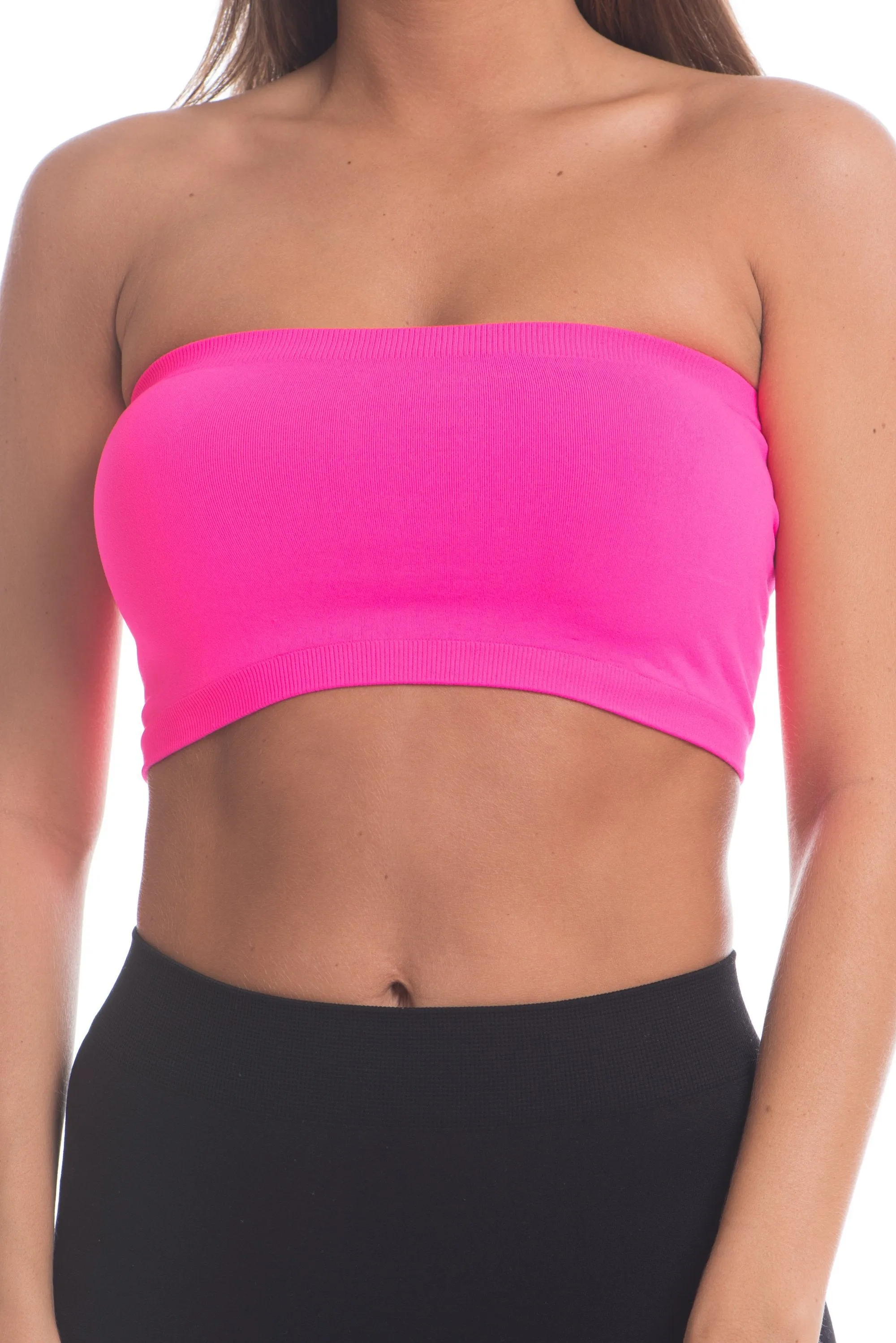 Just That Easy Neon Pink Bandeau Top