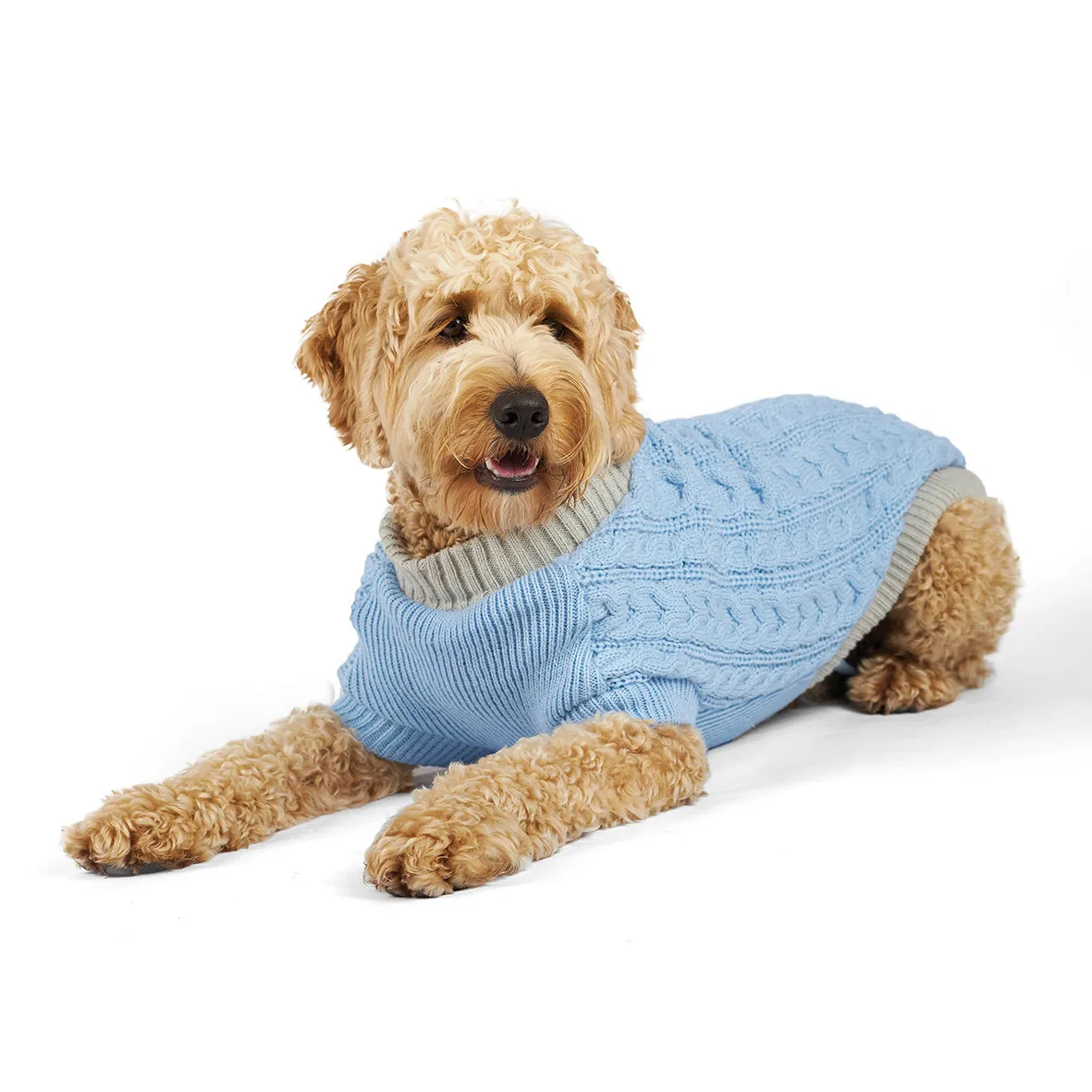 Kazoo Apparel Cable Knit Dog Jumper Blue Large ***