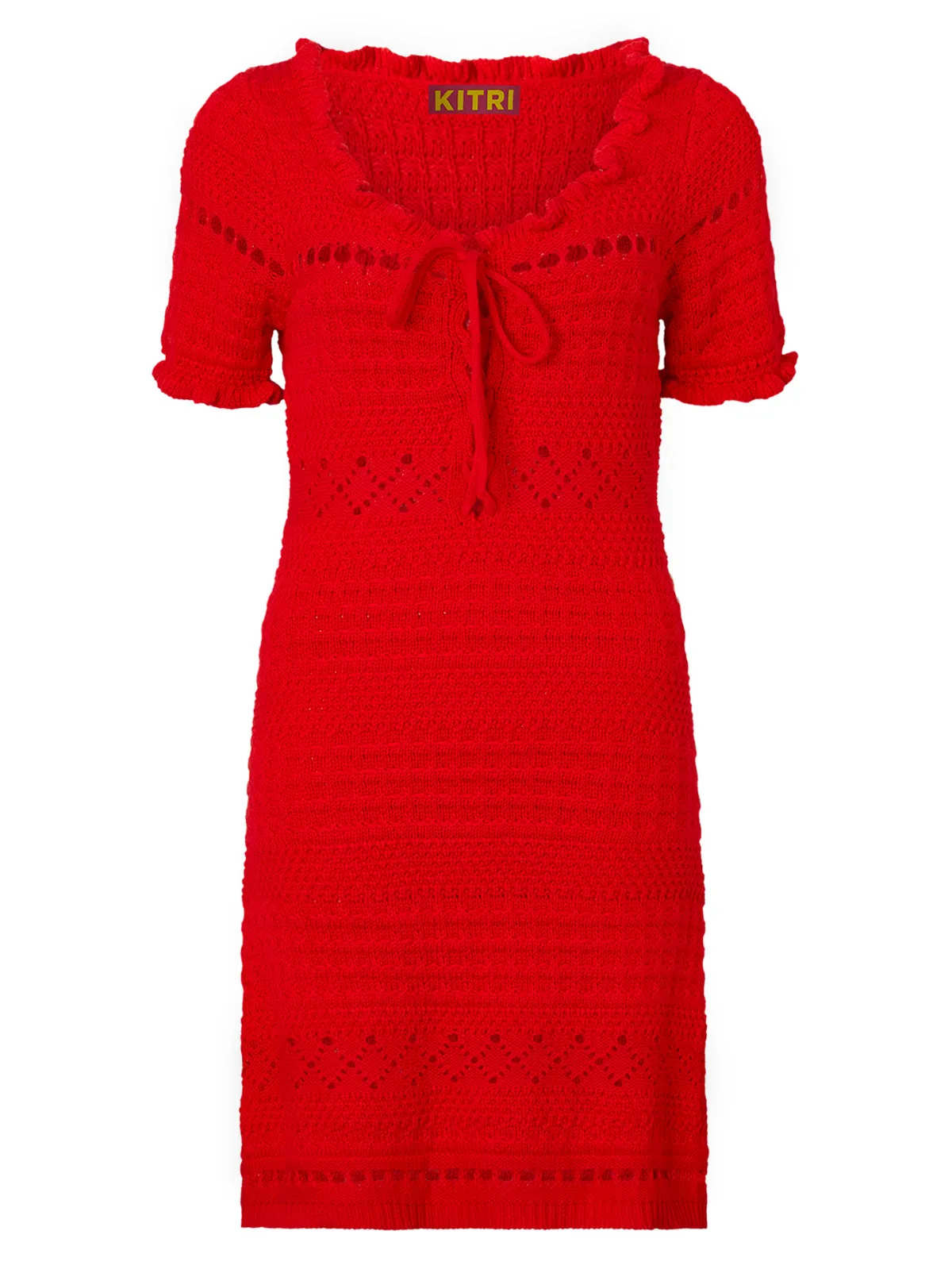 Leonie Red Crochet Knit Mini Dress