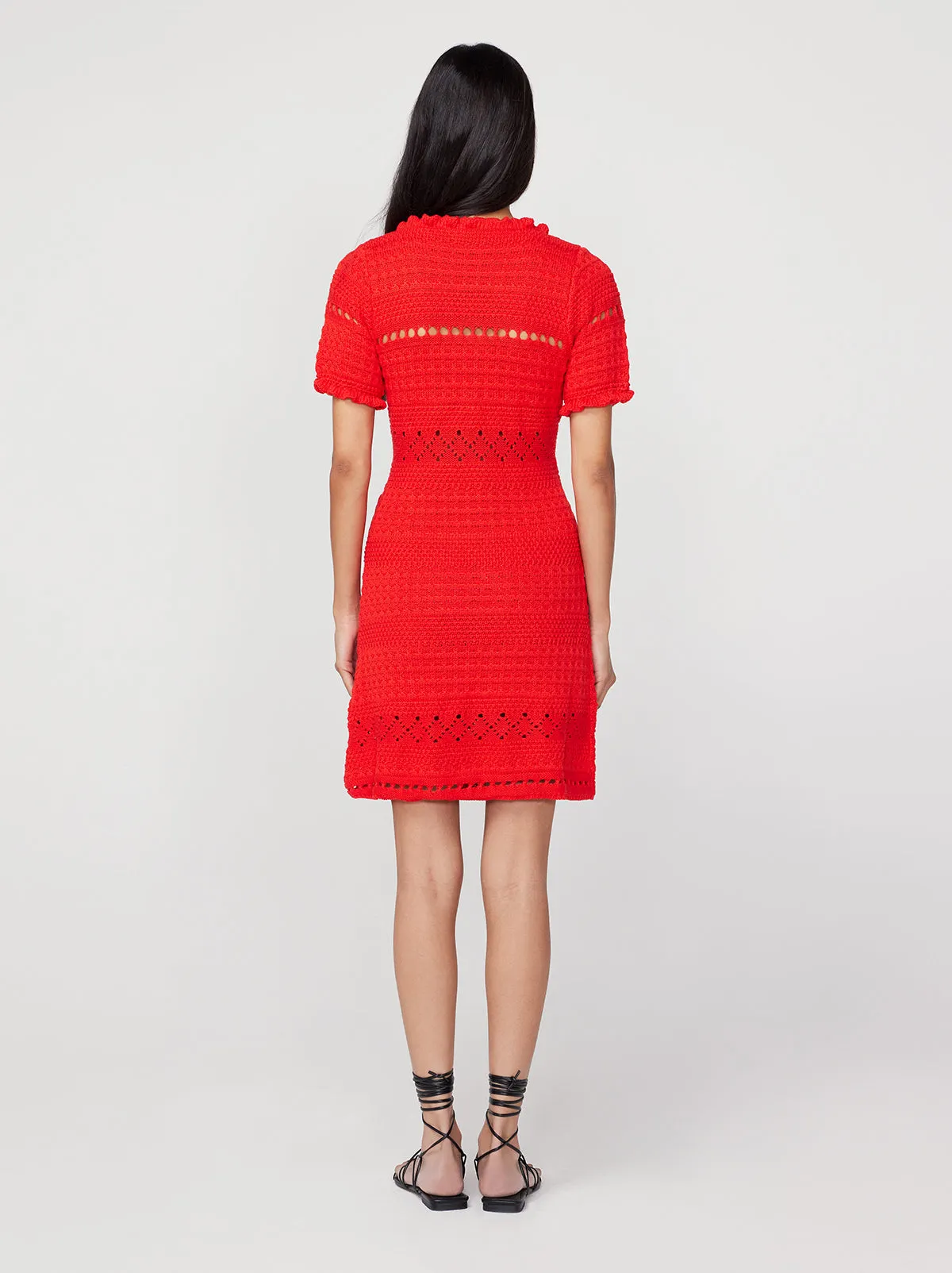 Leonie Red Crochet Knit Mini Dress