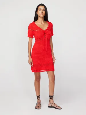 Leonie Red Crochet Knit Mini Dress