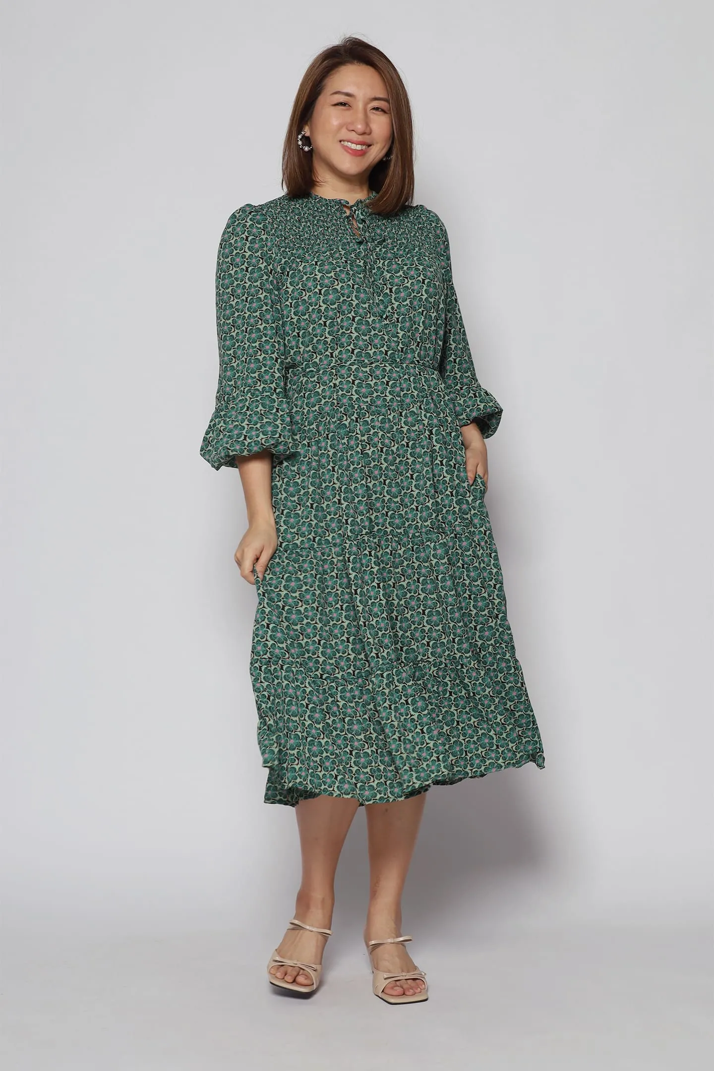 Maggie Dress in Green Floral